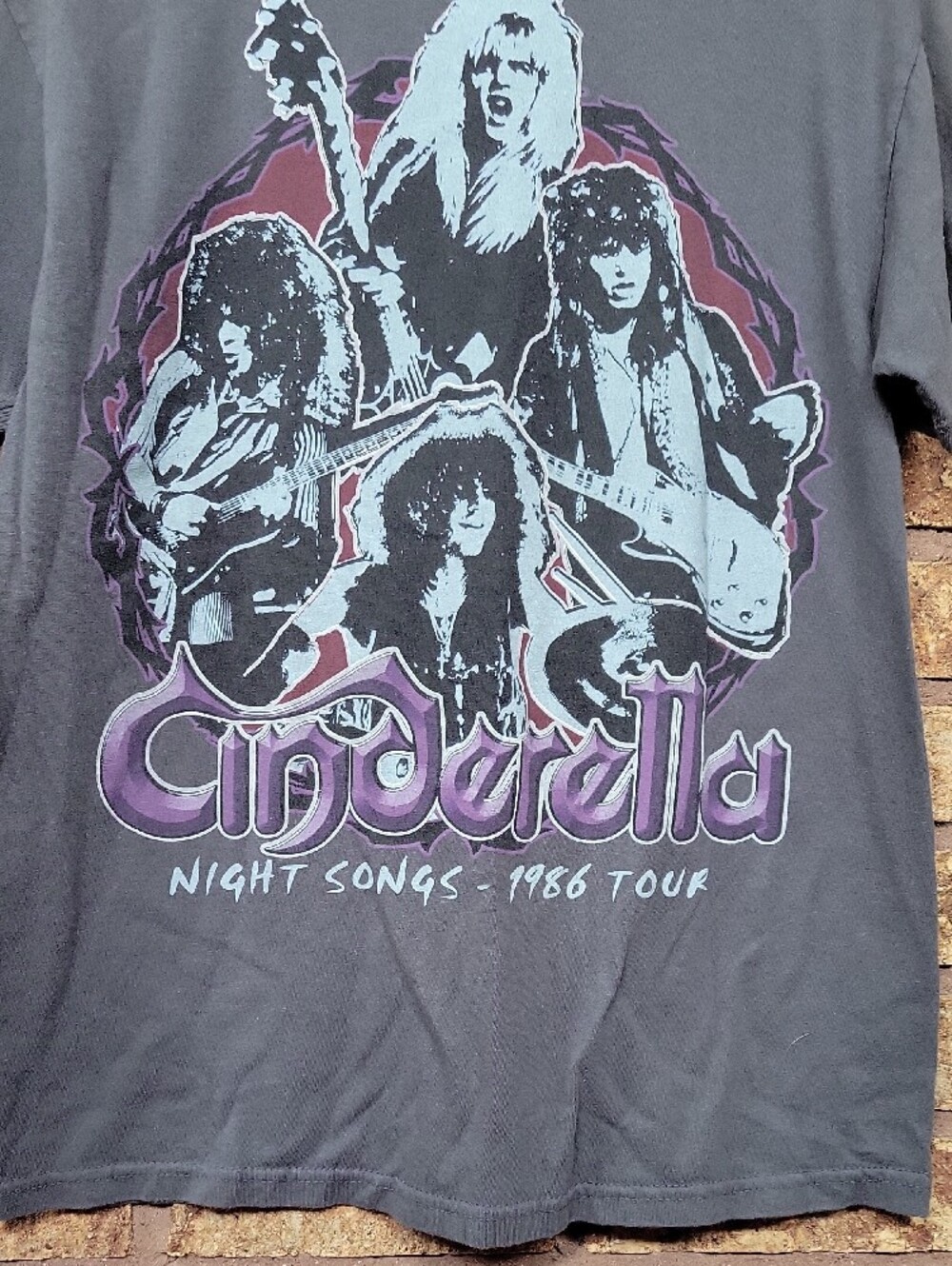 Cinderella Night Songs 1986 Tour Graphic Tee Size Medium 100% Cotton Casual - Picture 6 of 9